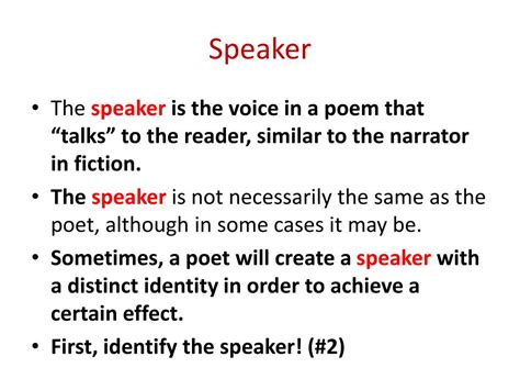 speaker definition in poetry: The speaker is not always the poet himself